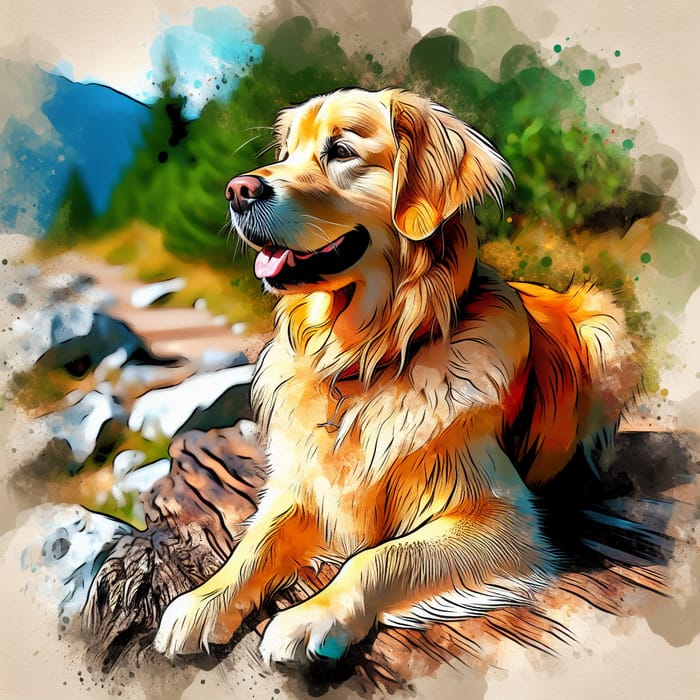 Adorable Cartoon Golden Retriever Art