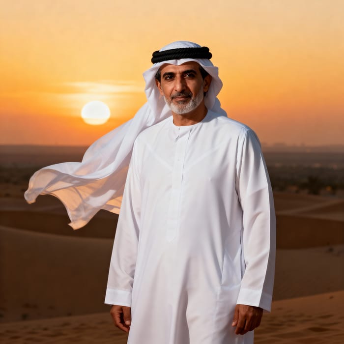 Traditional Arabian Man at Sunset Traditional Arabian Man at Sunset