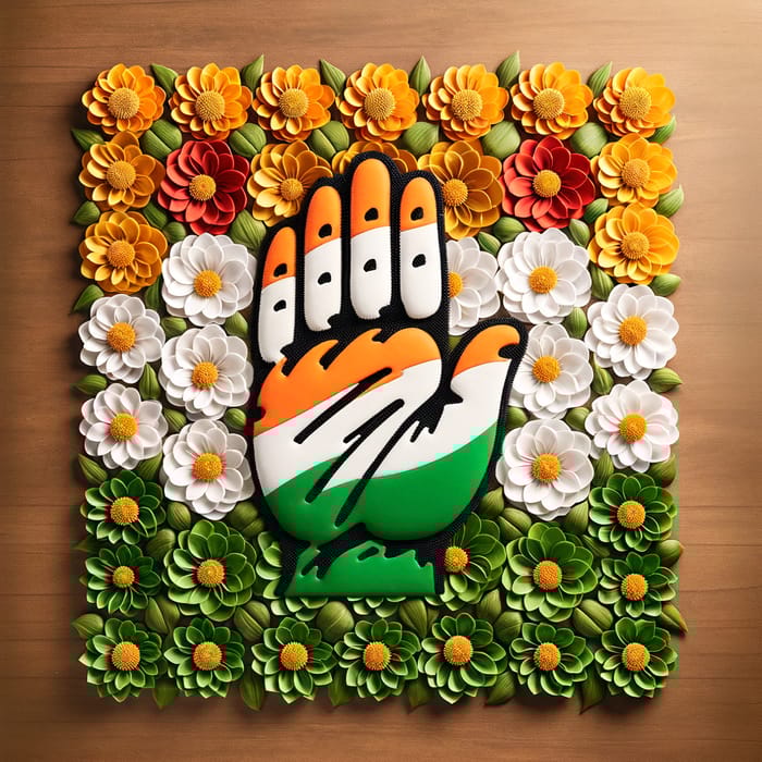 Congress Party Flag in Floral Design Congress Party Flag in Floral Design