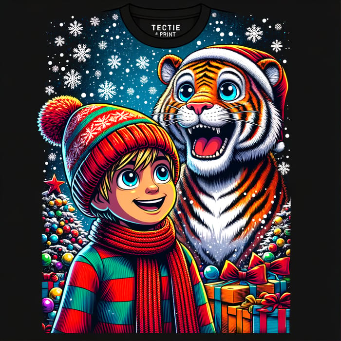 Calvin and Hobbes Christmas Vector Illustration for T-Shirt Print