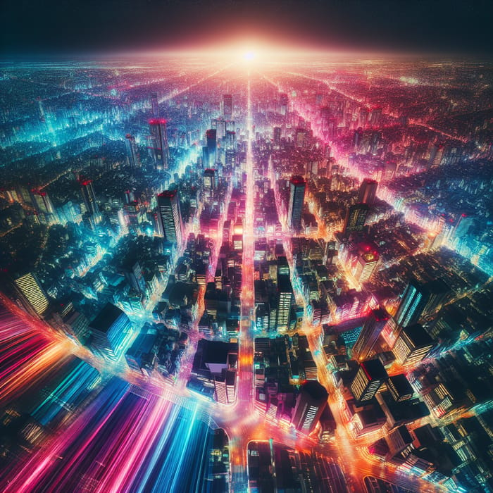 Vibrant Neon Cityscape | Urban Surrealism Night View