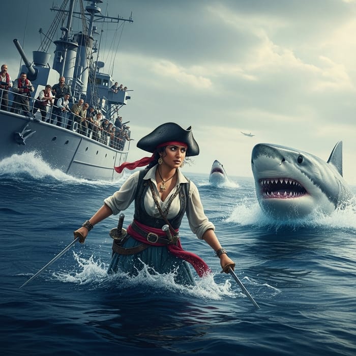 Pirate Chased by Navy & Shark | Dramatic Sea Scene