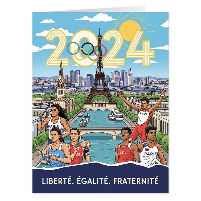 Paris 2024 Olympics Greeting Card: Liberty, Equality, Fraternity Paris 2024 Olympics Greeting Card: Liberty, Equality, Fraternity