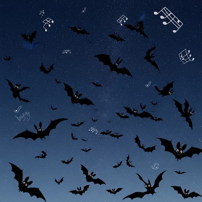 Animated Bats in Starry Night Sky | Quirky Music Background