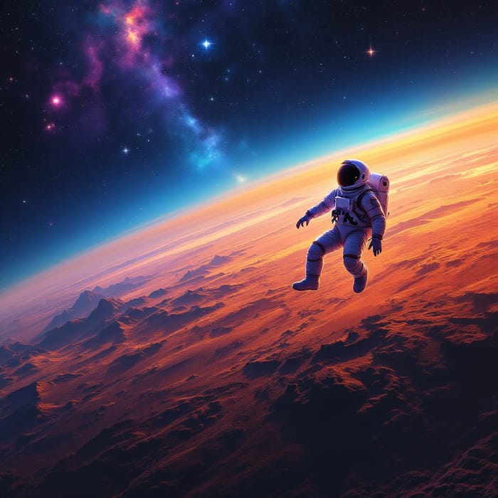 Vibrant Cosmic Astronaut: A Sci-Fi Adventure