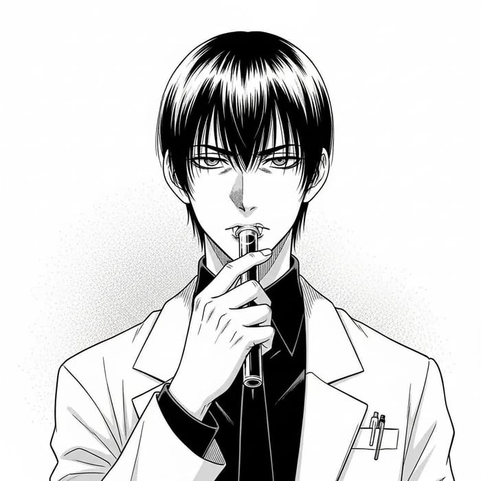 Stylish Manga Scientist Vampire with Short Hair Stylish Manga Scientist Vampire with Short Hair