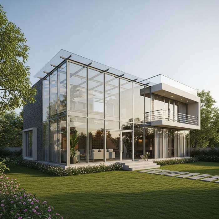 Glass House in Davanagere, India - Modern Design with Traditional Touch