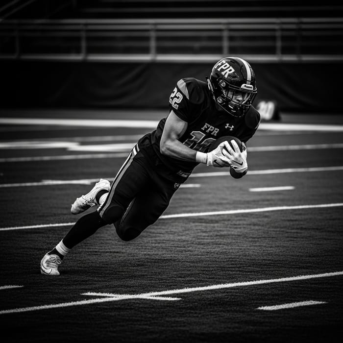 Dynamic High-Speed Football Player in FPR League, Dramatic Black and White Action Dynamic High-Speed Football Player in FPR League, Dramatic Black and White Action
