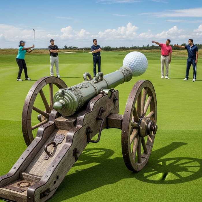 Vintage Golf Ball Cannon | 19th Century Style Steel Decorations