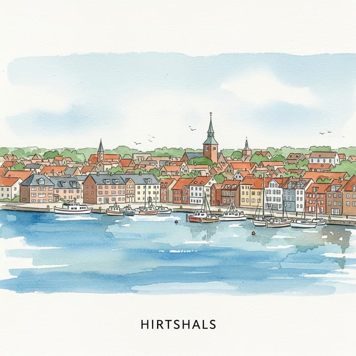 Charming Hirtshals: Coastal Town Watercolor in Denmark