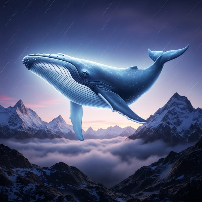 Blue Whale in Mountain Landscape