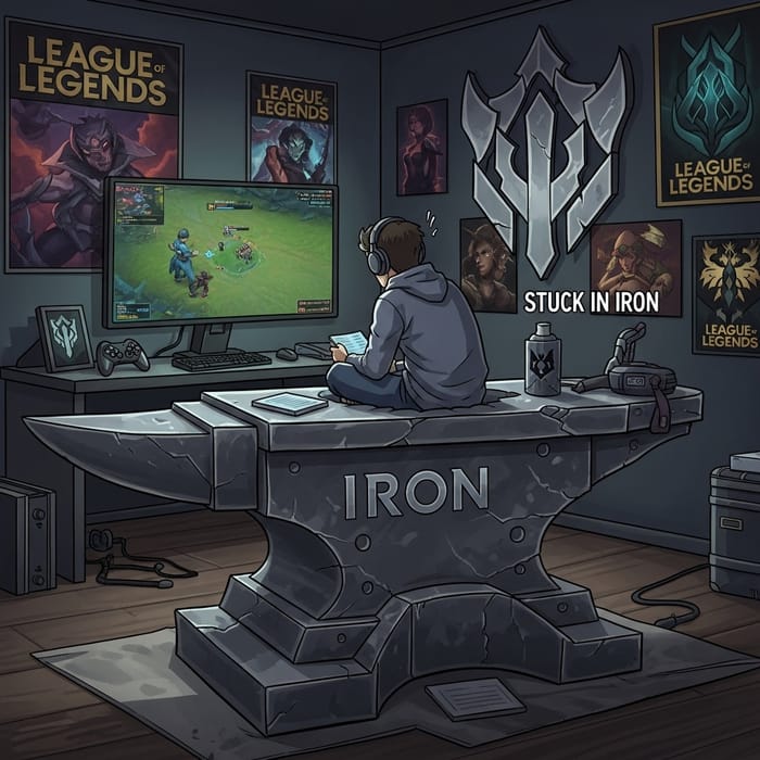 Stuck in Iron League | Struggling Gamer Illustration Stuck in Iron League | Struggling Gamer Illustration