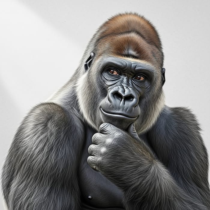 Dynamic Gorilla Portrait - Modern Style with Subtle Smile Dynamic Gorilla Portrait - Modern Style with Subtle Smile