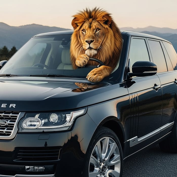 Range Rover with Lion: Wild Power and Elegance Range Rover with Lion: Wild Power and Elegance