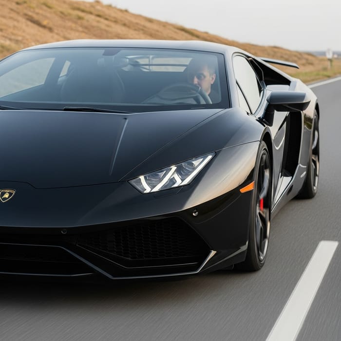 Sleek Lamborghini with Glossy Black Finish Sleek Lamborghini with Glossy Black Finish
