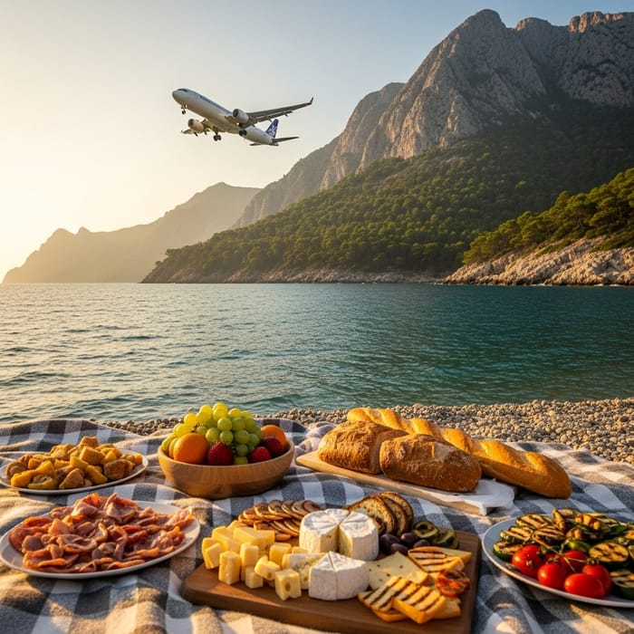 Aerial Adventure: Aircraft Soaring over Mountain, Sea, Forest, and Beach Aerial Adventure: Aircraft Soaring over Mountain, Sea, Forest, and Beach