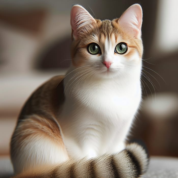 Adorable Adult Domestic Cat with Stunning Green Eyes