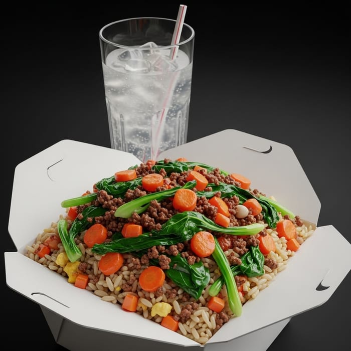 Wholesome Chaofan Rice Box with Beef and Vegetables