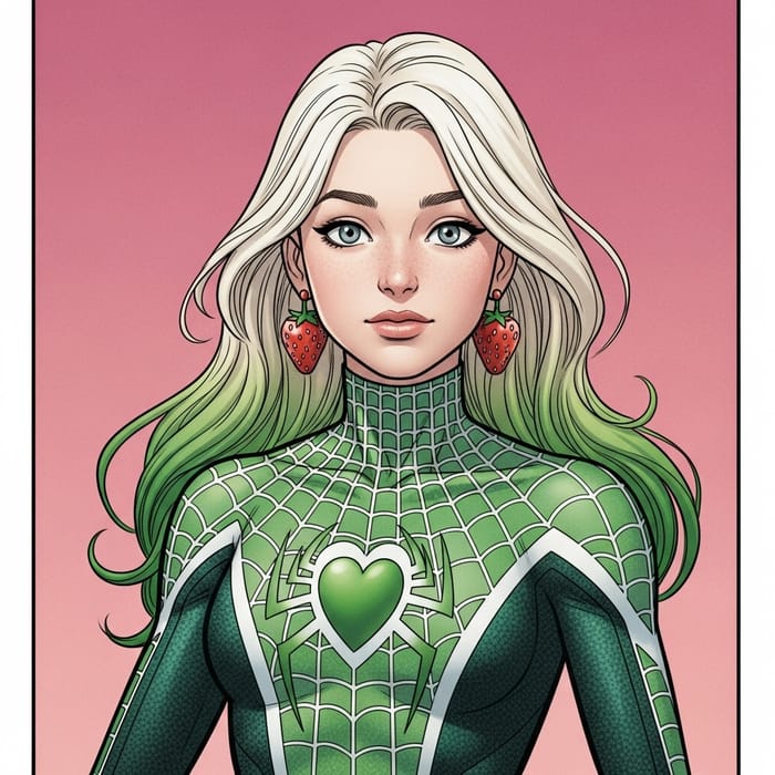 Blonde Spider Girl Marvel Style | Heroic Teenager in Green Suit Blonde Spider Girl Marvel Style | Heroic Teenager in Green Suit