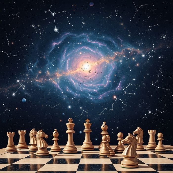 Cosmic Chessboard Masterpiece | Celestial Strategy Painting Cosmic Chessboard Masterpiece | Celestial Strategy Painting