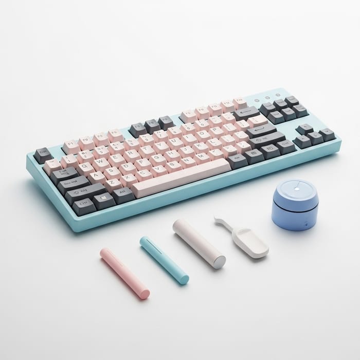 Sleek Pastel Blue & Pink Mechanical Keyboard - Modern Design