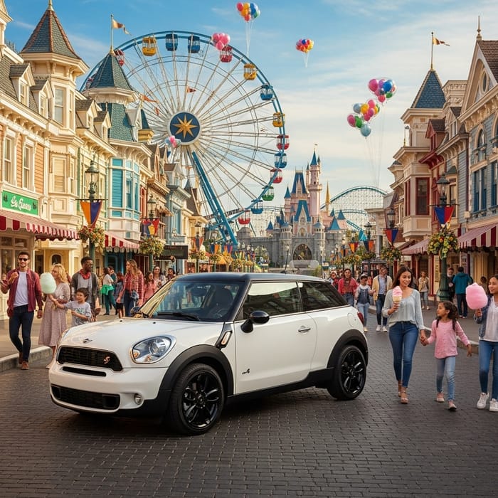 White Mini Paceman Disney Adventure | Amusement Park White Mini Paceman Disney Adventure | Amusement Park