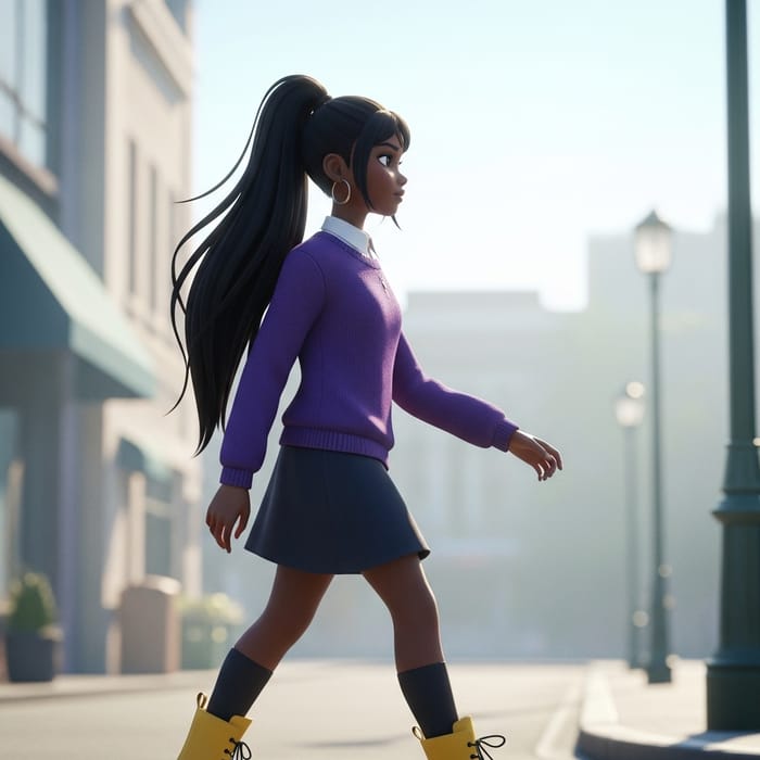 Penny Proud in Purple Sweater and Yellow Boots Penny Proud in Purple Sweater and Yellow Boots