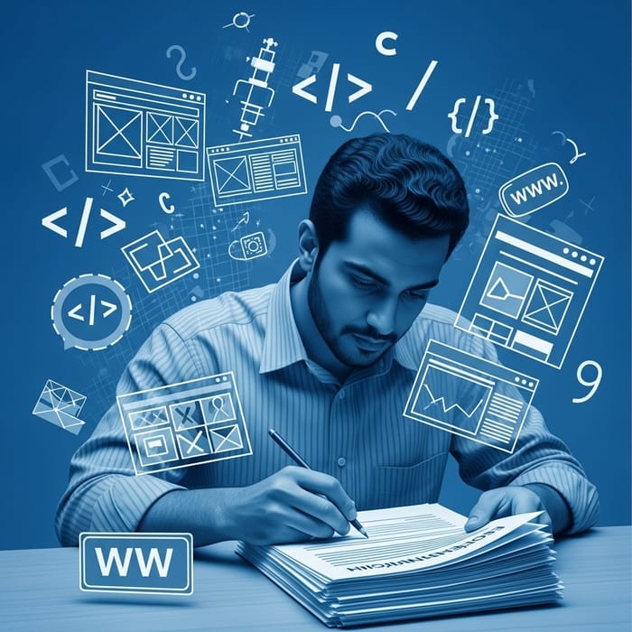 Surrealist Web Developer Learning English Basic Colors Blue Style Surrealist Web Developer Learning English Basic Colors Blue Style