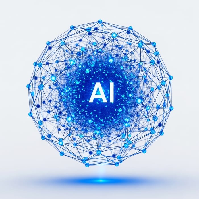 Futuristic 3D AI Network in Cobalt Blue
