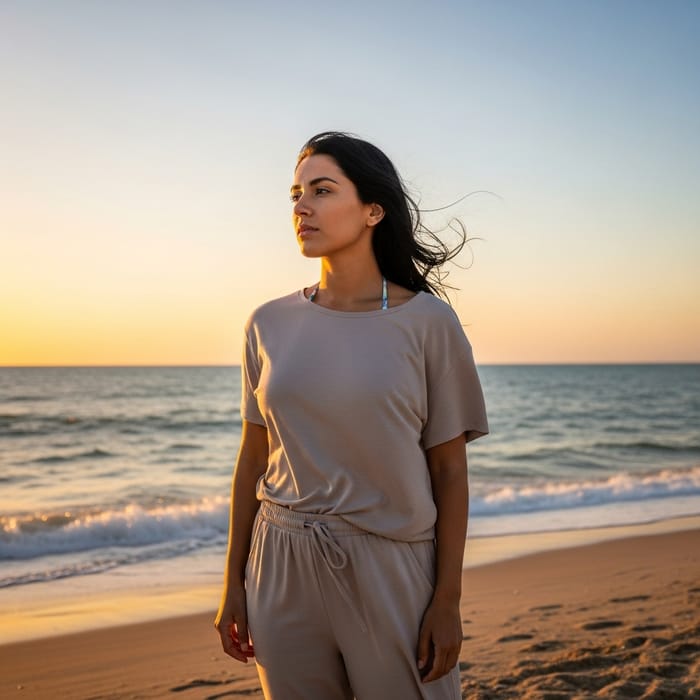 Woman with Black Hair at the Seaside Woman with Black Hair at the Seaside