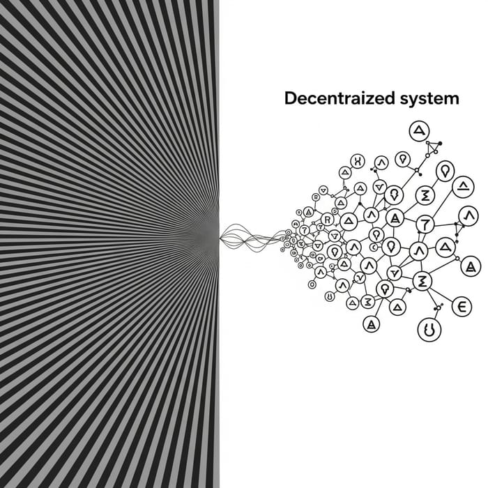 Centralized vs Decentralized Naming - Abstract Visual Dichotomy Centralized vs Decentralized Naming - Abstract Visual Dichotomy