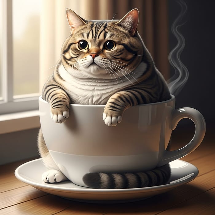 Adorable Fat Cat in Cup | Playful & Charming Moment