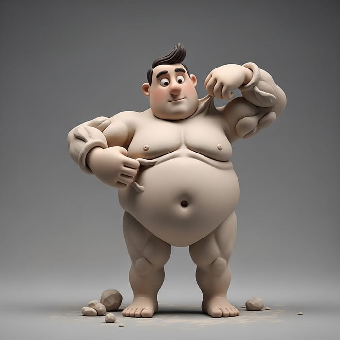 Clay Sculptor Transforming into Strong Muscular Figure Clay Sculptor Transforming into Strong Muscular Figure