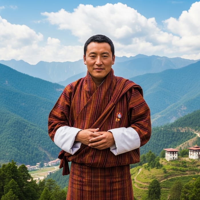 Bhutanese Man in Traditional Gho Bhutanese Man in Traditional Gho
