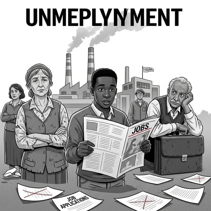 Striking Image of Unemployment in Black and White Striking Image of Unemployment in Black and White