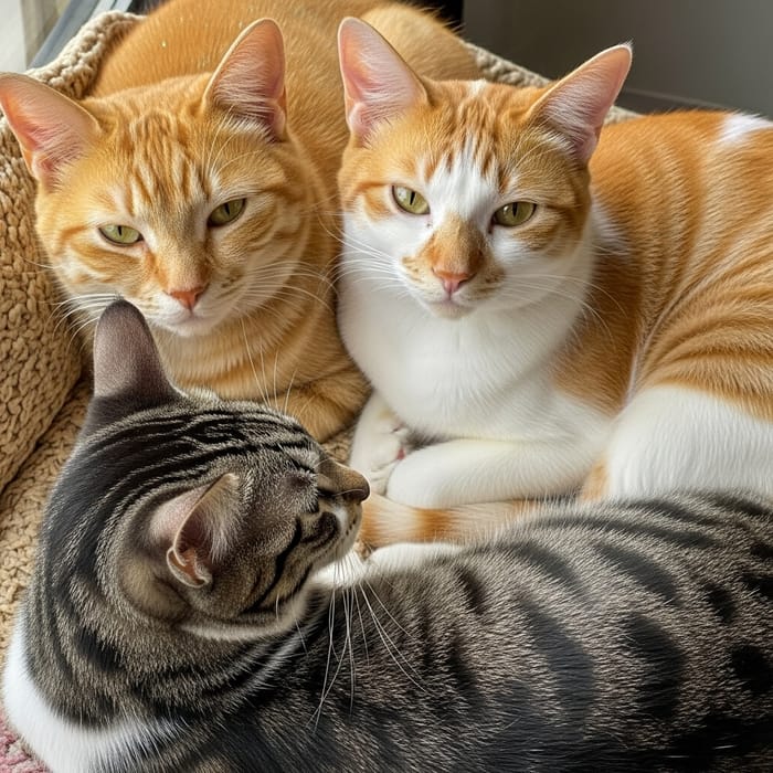 Playful Yellow, Unique Mix, and Diverse Patterns: Trio of Cats