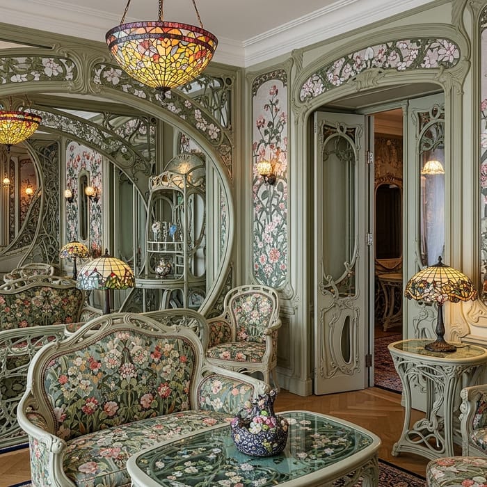 Art Nouveau Room Interior: Organic Shapes, Curved Lines & Opulent Design Art Nouveau Room Interior: Organic Shapes, Curved Lines & Opulent Design