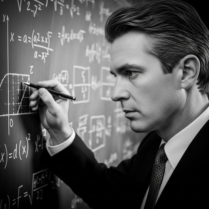 Captivating Portrait of Mathematical Genius in Intense Focus Captivating Portrait of Mathematical Genius in Intense Focus