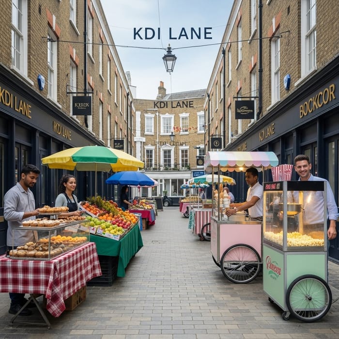 KDI Lane: London's Charm with Street Vendors Galore