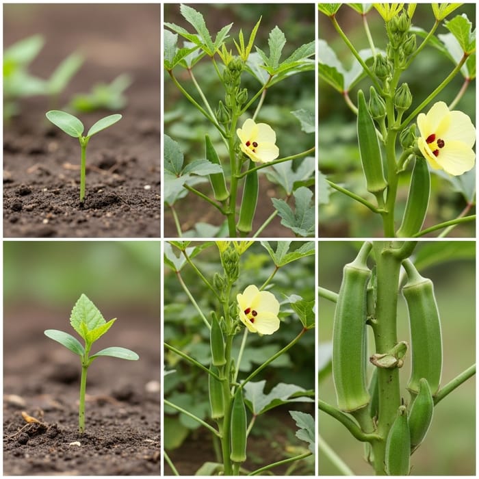 Bhindi Plant Growth: Stages from Seed to Harvest Bhindi Plant Growth: Stages from Seed to Harvest