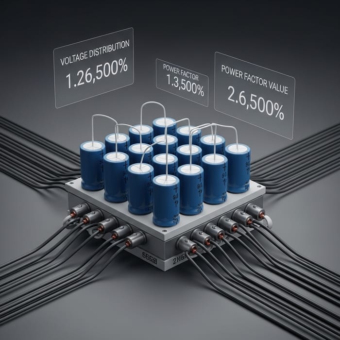 Capacitor Bank Voltage Distribution & Power Factor Simulation