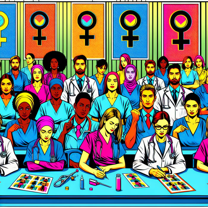 Gender Equality in Diverse Workplace Pop Art