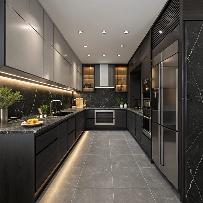 Dark Modern Kitchen Design - Front View Ideas