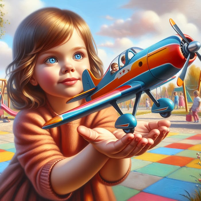 Captivating Scene: Colorful Toy Airplane on Child's Palm