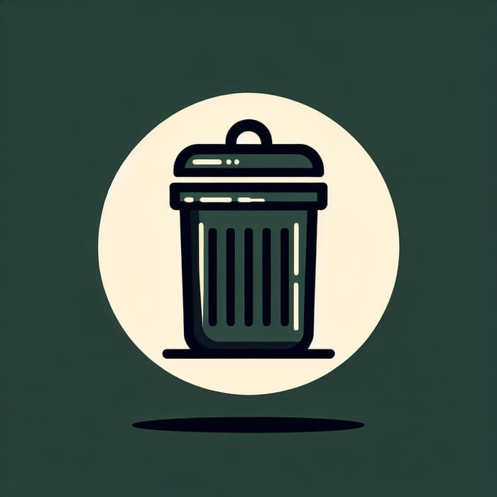 Dark Green Trash Bin with Central Button