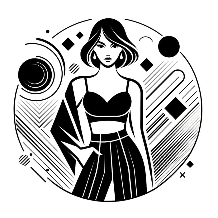 Modern Women's Clothing Store Logo with Confident Asian Woman