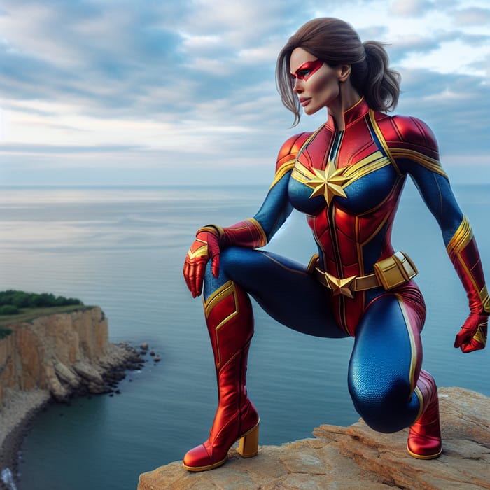 Emma Watson as Captain Marvel Overlooking Sea