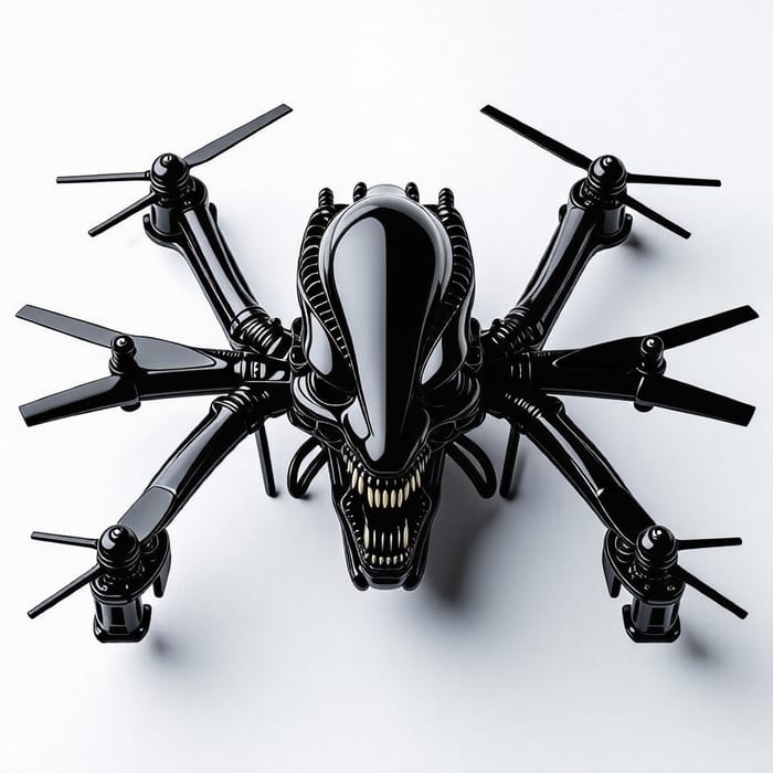 Xenomorph Logo FPV Drone Quadcopter - White Background