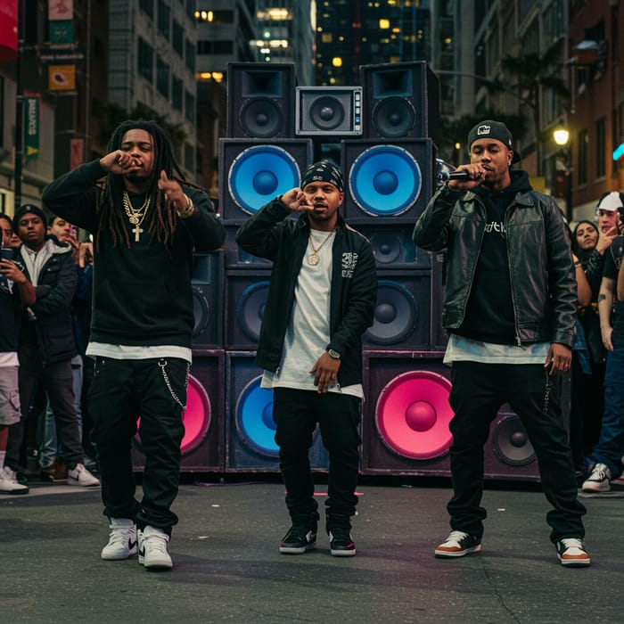 Rap Performers Street Showcase with Speakers