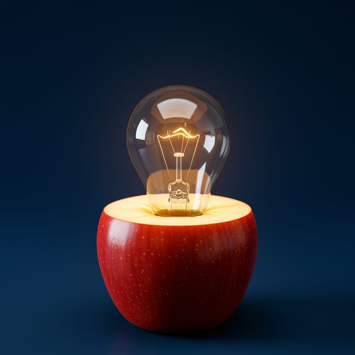 Apple with Light Bulb: A Unique Fusion